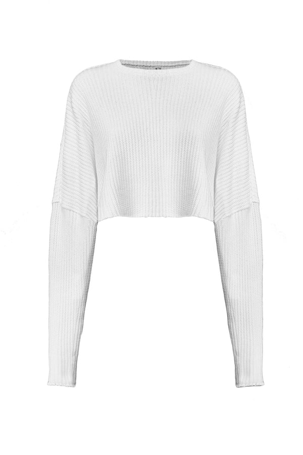 SARAH CROPPED SWEATER - WHITE